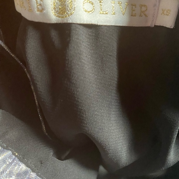 Marie Oliver Metallic Printed Tent Babydoll Tiered Ruffle Sleeves Retro Dress XS - Picture 4 of 15